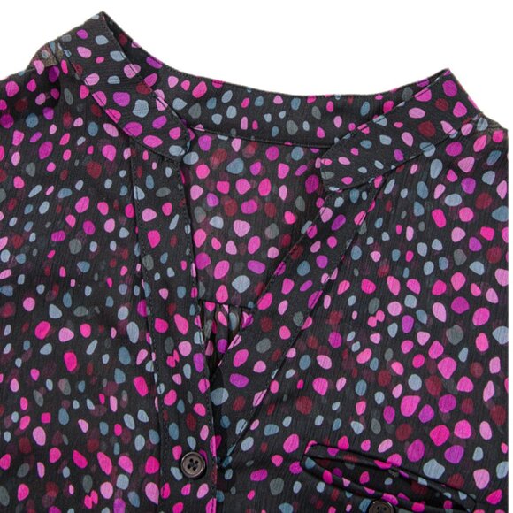 ๐ Grape Wine Polka Dot Button-Down Blouse โ Size M - Picture 3 of 6